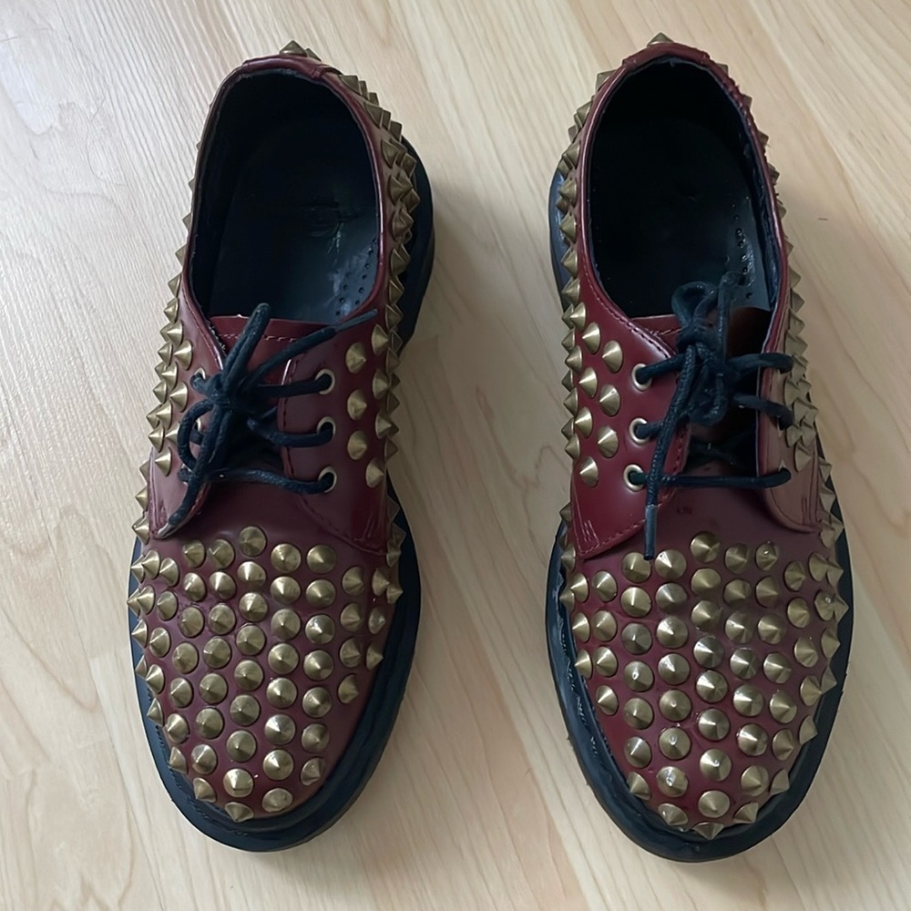 Dr Martens Harlen Stud Chrome ankle Oxford Cherry Shoes boots, size M 4 / W 5